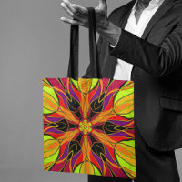 Cartoon Mandala Flower Orange Purple and Red