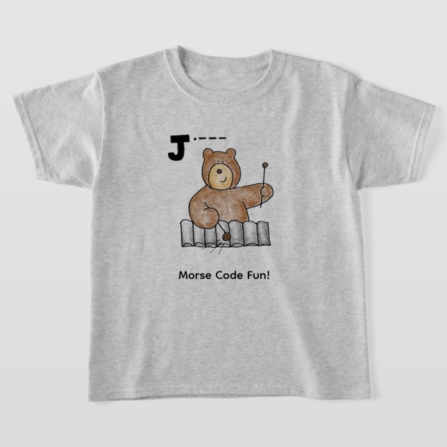 Cartoon Morse Code for Kids!  Letter "J" T Shirt (Laydown)