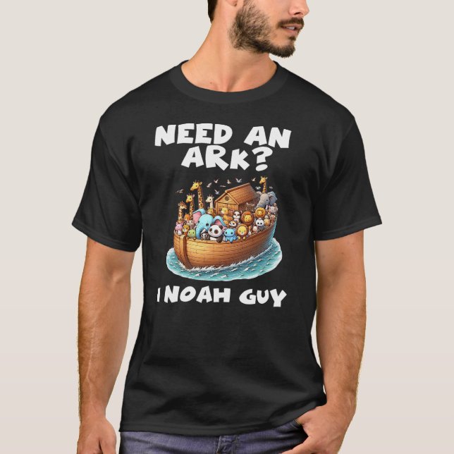 Cartoon Need An Ark I Noah Guy Christian Funny Gif T Shirt (Framsida)