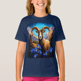 Cartoon Of A Colorado Bighorn Sheep Blue Columbine T Shirt