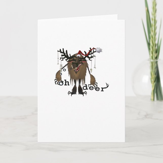 Cartoon Oh Deer Funny Reindeer Holiday Gamer Gift Kort (Framsida)