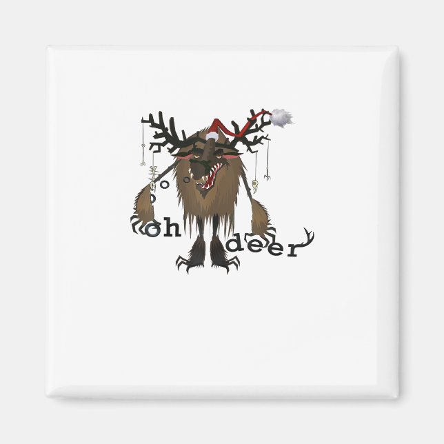 Cartoon Oh Deer Funny Reindeer Holiday Gamer Gift  Magnet (Framsidan)
