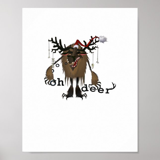 Cartoon Oh Deer Funny Reindeer Holiday Gamer Gift  Poster (Framsidan)