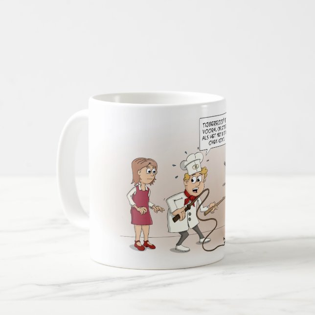 Cartoon; Opletten met tijgerbrood Kaffemugg (Framsida vänster)