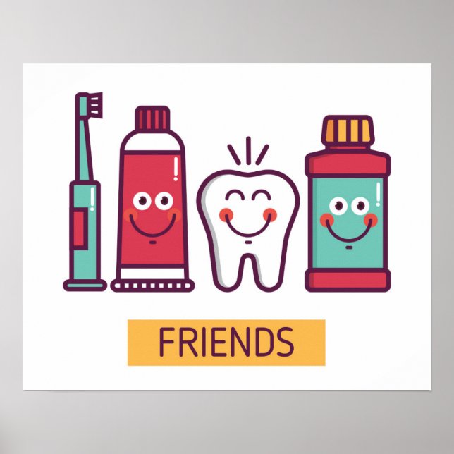 Cartoon Oral Care Friends Poster (Framsidan)