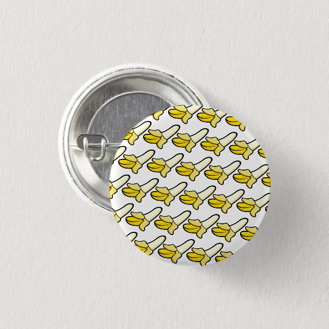 Cartoon Peeled Bananas Fruit Pin Knapp (Framsida & baksida)
