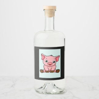 Cartoon Pig_Pig Lover Spritflaskor Etikett