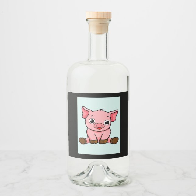 Cartoon Pig_Pig Lover Spritflaskor Etikett (Framsida)
