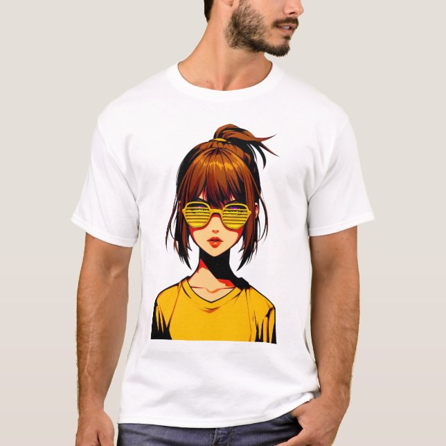 Cartoon Portrait Girl T Shirt (Framsida)