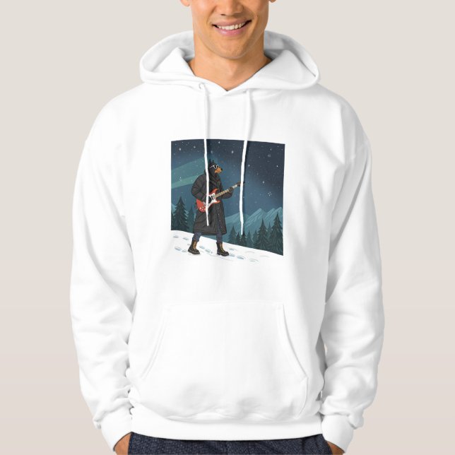 Cartoon Rocker Dog Under the Stars Hoodie (Framsida)