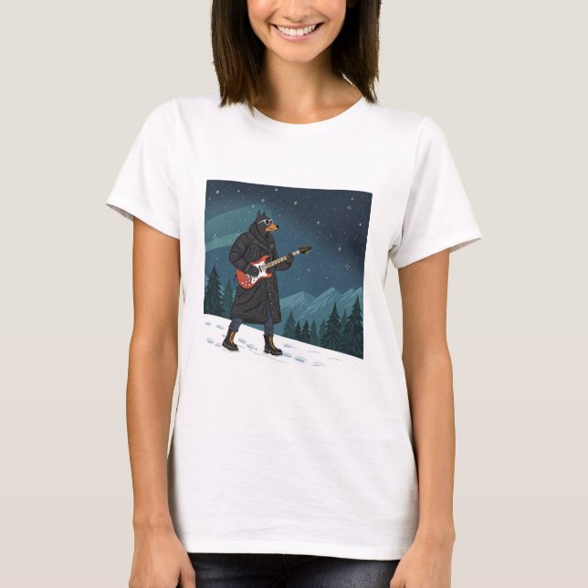 Cartoon Rocker Dog Under the Stars T Shirt (Framsida)