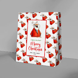 Cartoon Santa Claus playful holiday kids gift bag