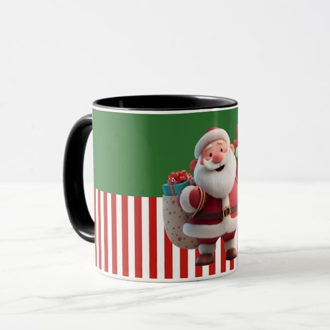Cartoon Santa Claus Waving Cheerfully Mugg (Framsida vänster)