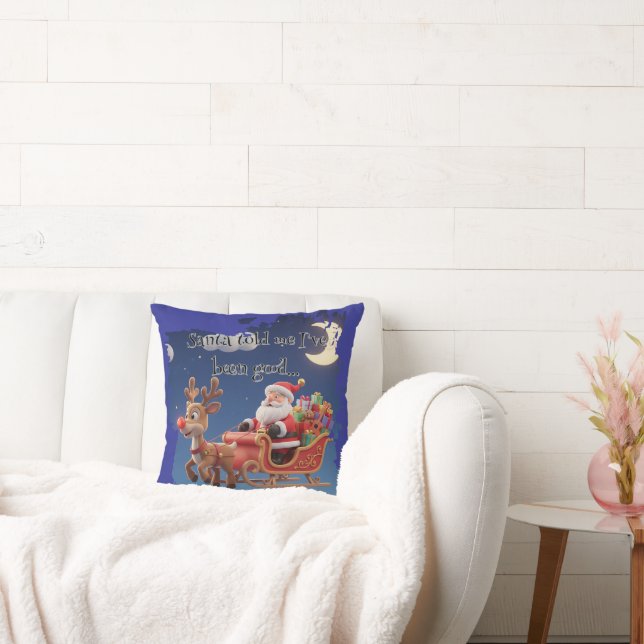 Cartoon Santa Sleigh Winter Throw Pillow Kudde (Soffa)