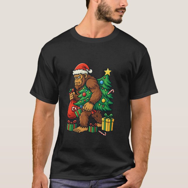 Cartoon Sasquatch Holiday Shirt T Shirt (Framsida)