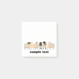 cartoon sheep group post it. post-it block