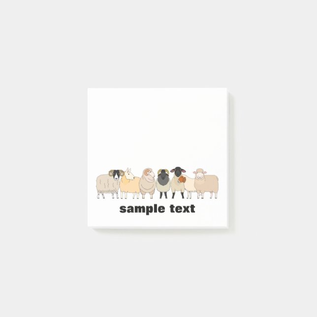 cartoon sheep group post it. post-it block (Framsida)