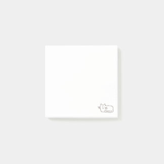 Cartoon Simple Cat Line Drawing Post-it Block