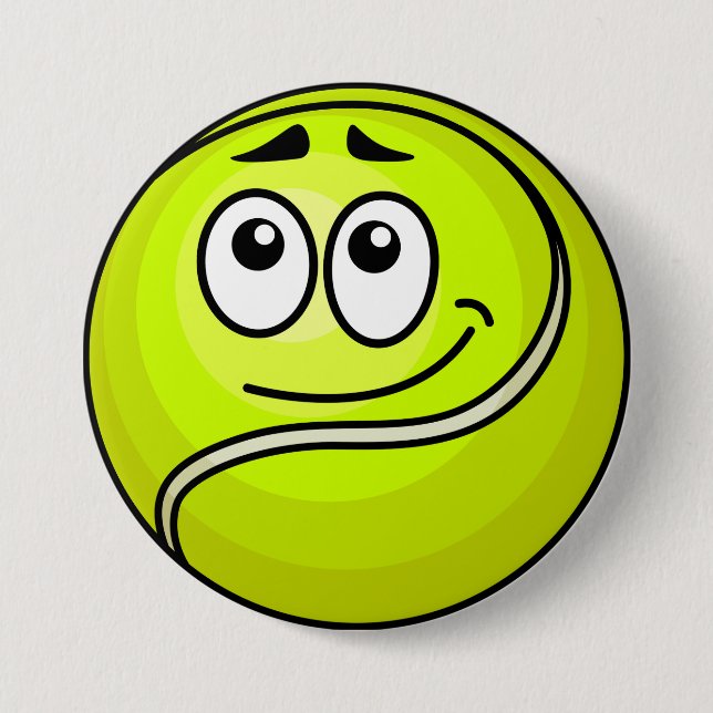 Cartoon Tennis Ball Emoji Face Happy Sports Knapp (Framsida)