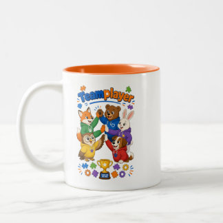 Cartoon Tiere bunte Kinder Teamplayer Två-Tonad Mugg