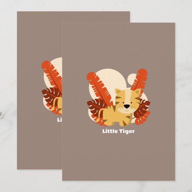 Cartoon Tiger Tiger Drawing Animal Character Art Inbjudningar (Fram/baksida)