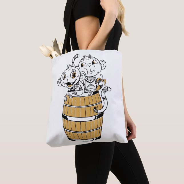 Cartoon tribal monkey Tote Tygkasse (Närbild)