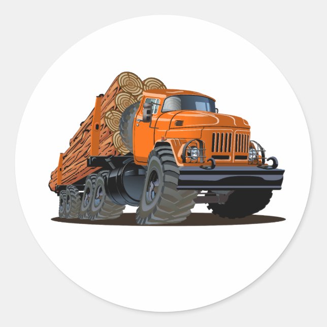 Cartoon truck runt klistermärke (Framsida)