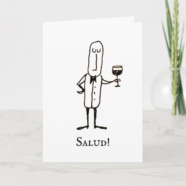 Cartoon Waiter Feliz Cumpleanos Birthday Card Kort (Framsida)