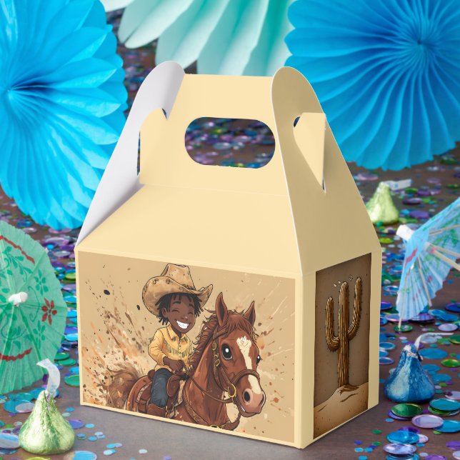 Cartoon Western Ride Tall Cowboy Presentaskar (Part)
