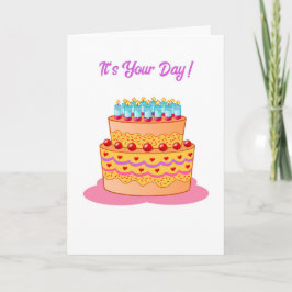 Cartooned Birthday Cake Birthday Kort