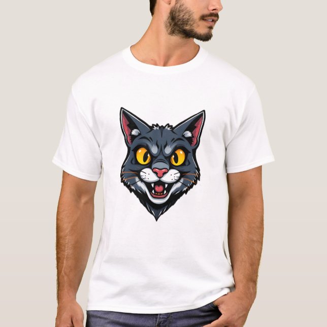 Cartoonish Cat T-Shirt Print Design (Framsida)