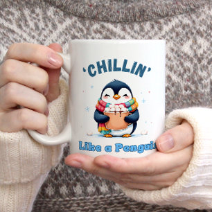Cartoonish Penguin, Chillin Som en Penguin Winter Två-Tonad Mugg