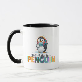 Cartoonish Stil Just Chillin som Penguin-kaffe Mugg