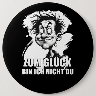Cartoonkunst mit „Zum Glück…“-Zitat Knapp