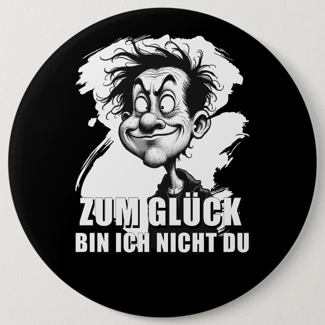 Cartoonkunst mit „Zum Glück…“-Zitat Knapp (Framsida)