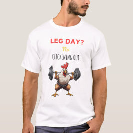 Cartoony chicken working out - leg day motivation t shirt