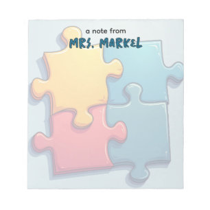 Cartoony Puzzle Delar Teacher Gift Anteckningsblock