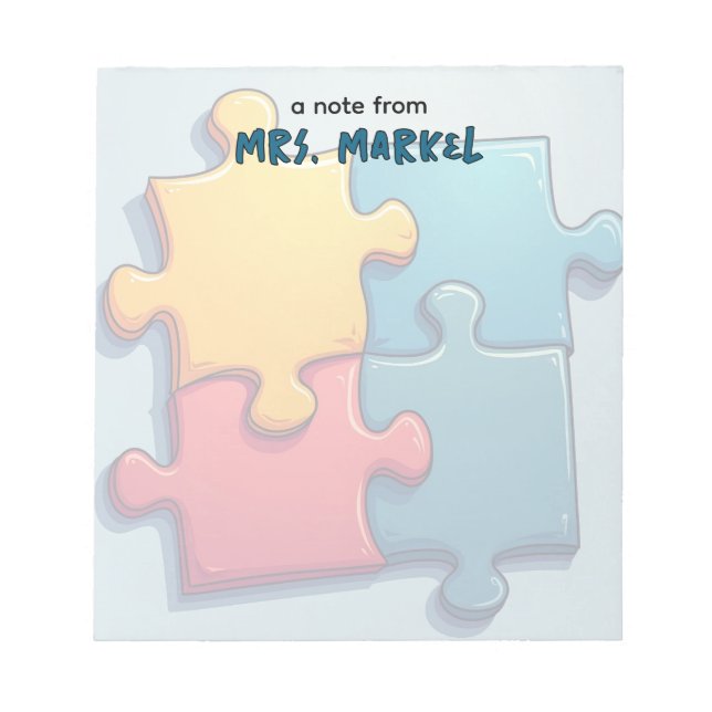 Cartoony Puzzle Delar Teacher Gift Anteckningsblock (Framsida)