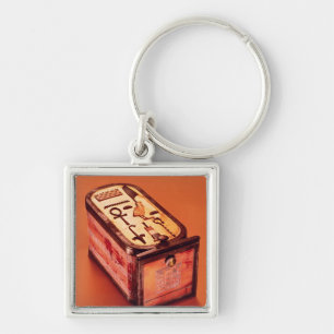 Cartouche-format boxas fyrkantig silverfärgad nyckelring