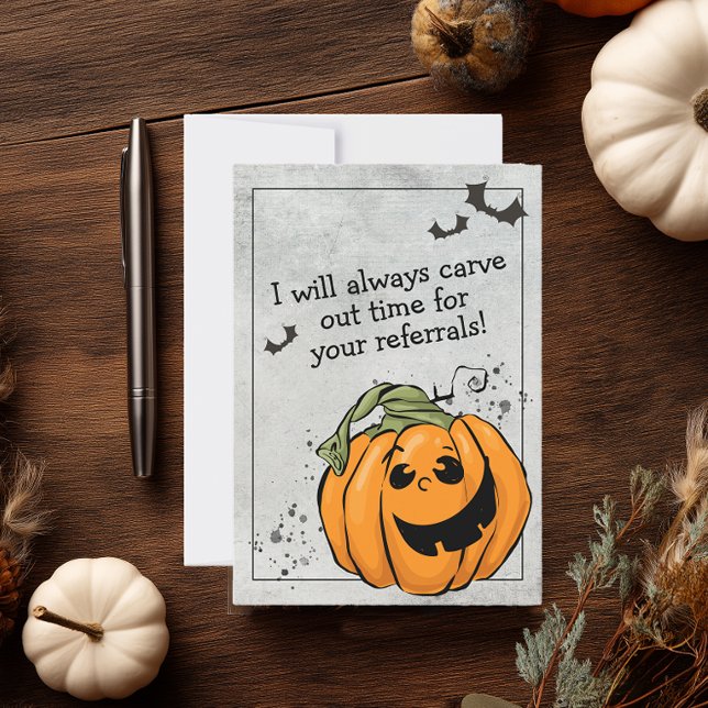 Carve Time for Your Referral Halloween Tack Kort (Cute Halloween Business Marketing Card)