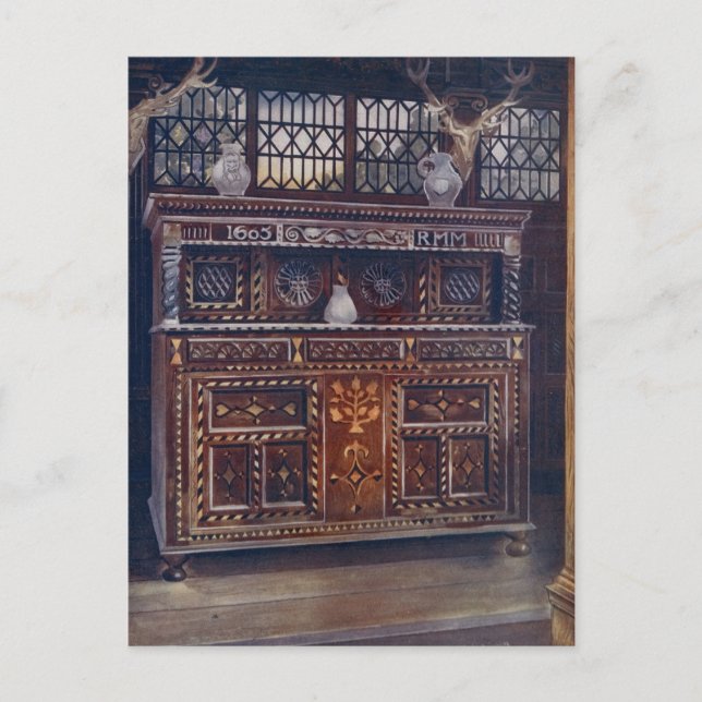 Carved and Inlay Oak Court Cupboard, Edwin Foley Vykort (Framsida)