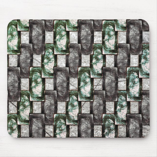 Carved and nedfläckad grönt grått rektangulärt bie musmatta (Framsidan)