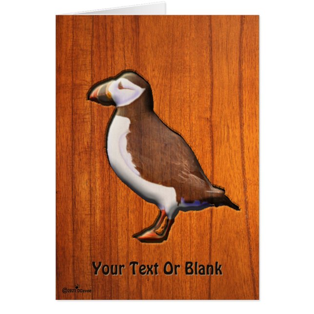 Carved Atlantic Puffin Hälsningskort (Framsidan)
