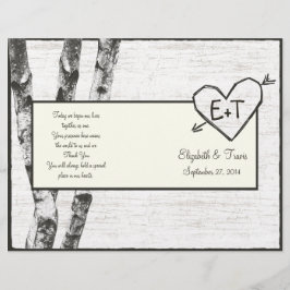 Carved Birch Träd Bröllopsprogram