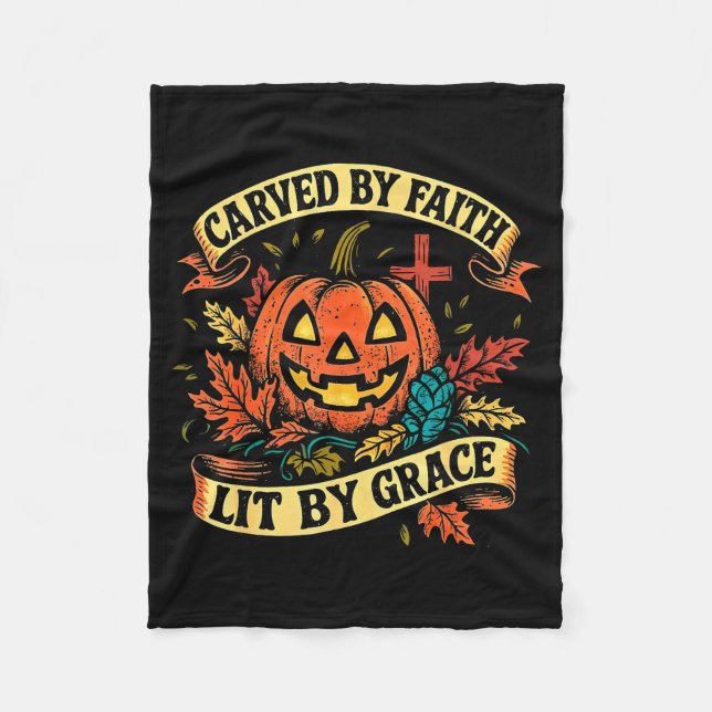 Carved By Faith Lit By Grace Religious Christian H Fleecefilt (Framsidan)