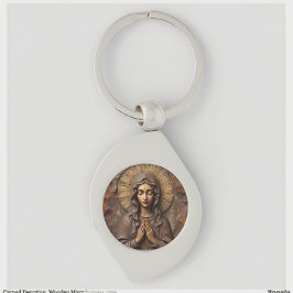 Carved Devotion  Wooden Mary Swirl Silverfärgad Nyckelring