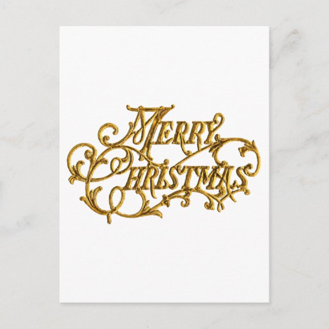 Carved, Golden Finare skript "God jul" Helg Vykort (Framsida)