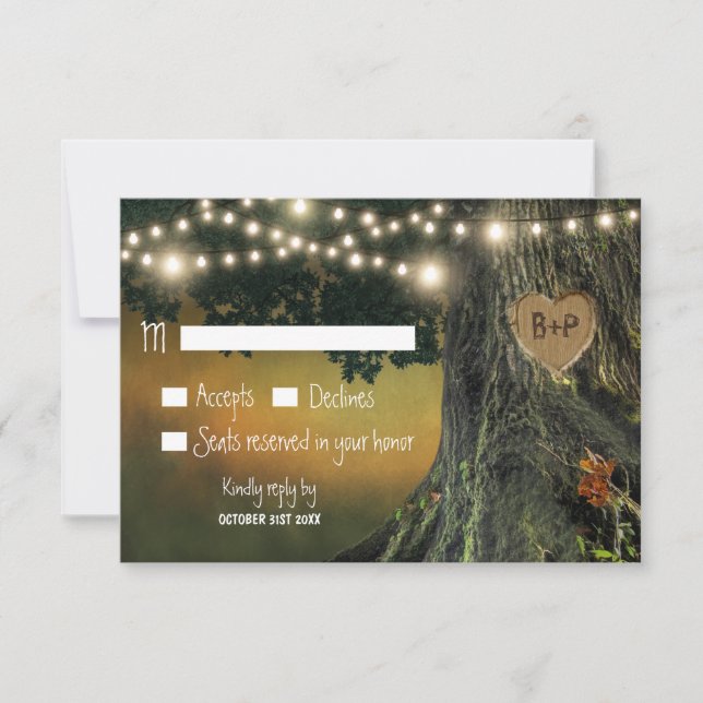 Carved Grandfather Oak Träd Bröllop OSA Card Kort (Framsida)