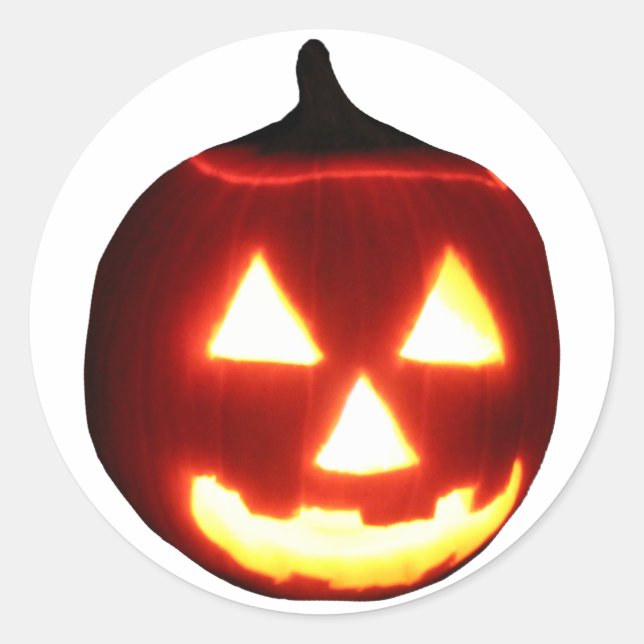 Carved Halloween Pumpkin Runt Klistermärke (Framsida)
