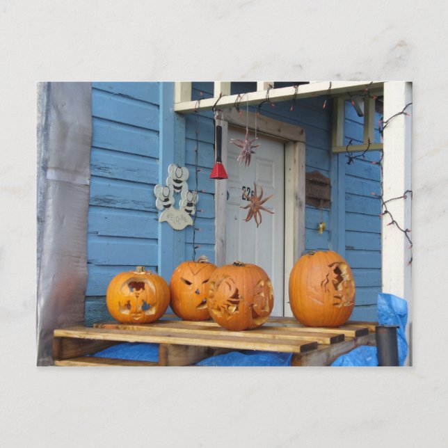 Carved Halloween Pumpkins Vykort (Framsida)